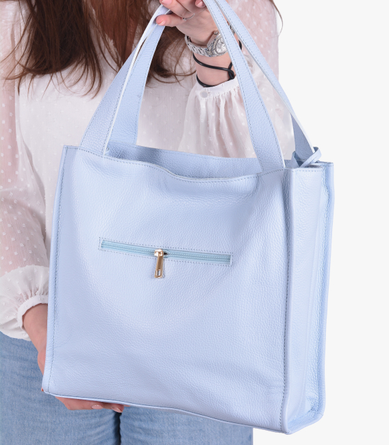 Modrá kožená shopper kabelka Marianna