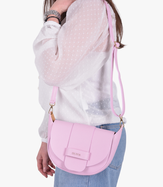 Ružová kožená crossbody kabelka Sofia