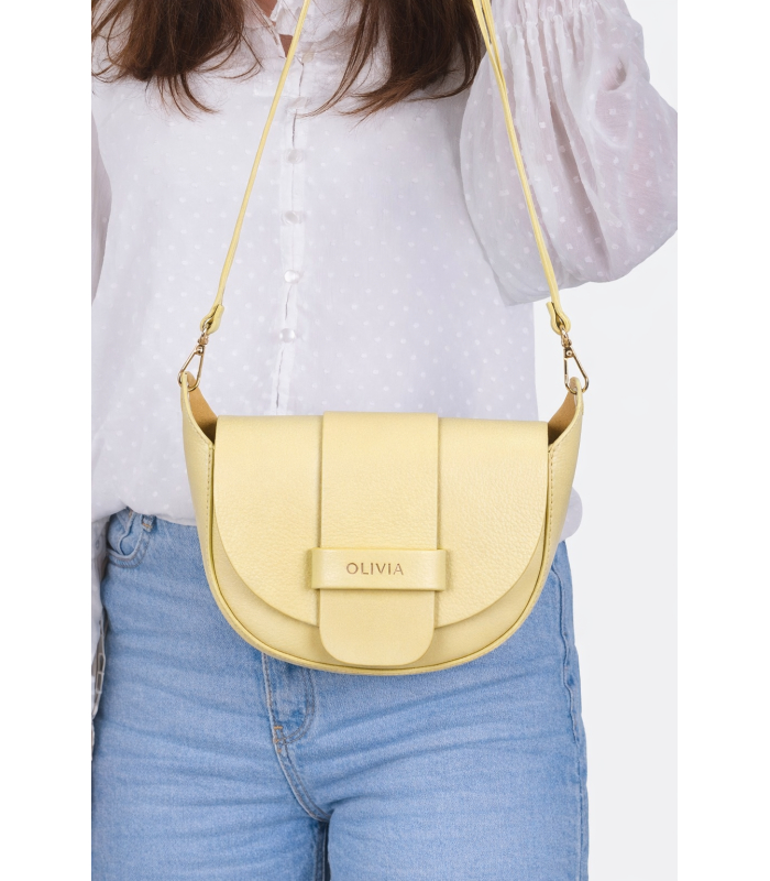Žltá kožená crossbody kabelka Sofia