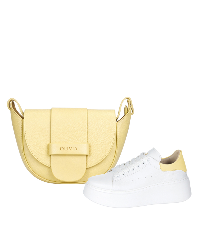 Zvýhodnený set biele tenisky so žltou pätou n408s2+sofia yellow