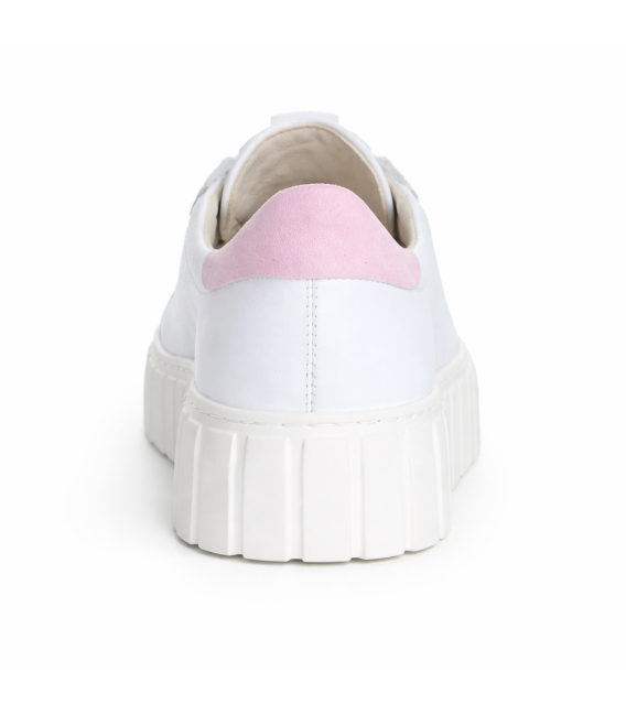 Zvýhodnený set biele tenisky s ružovou pätou s nariasením na jazyku 8000+kabelka Sofia