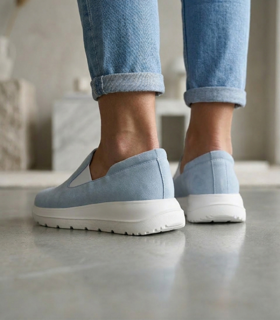 Zvýhodnený set modré slip on mokasíny DTE054+ Kabelka SOFIA