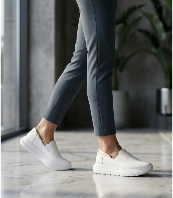 Biele slip on mokasíny DTE054