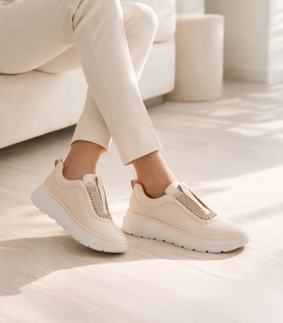 Béžové slip on tenisky s kamienkami na podošve unica 1012796