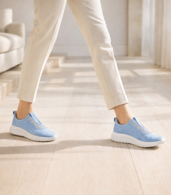 Modré slip on tenisky s kamienkami na podošve unica 2534