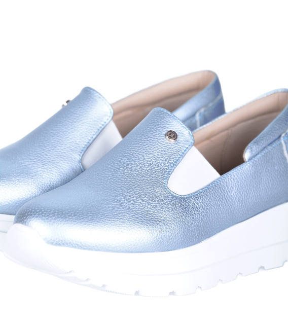Modré kožené slip on mokasíny DTE054