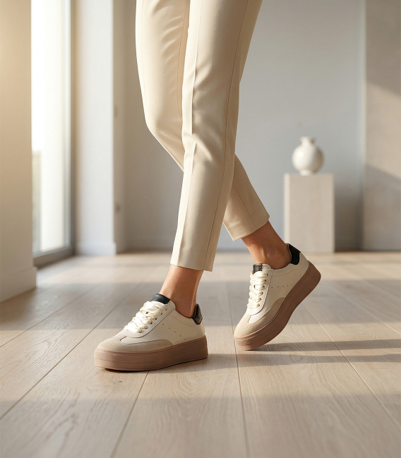 Béžovo-čierne tenisky 2491/Benita