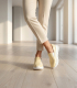 Žlté perleťové kožené slip on mokasíny DTE054