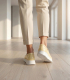 Žlté perleťové kožené slip on mokasíny DTE054