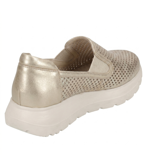 Zlaté perforované slip on mokasíny DTE054