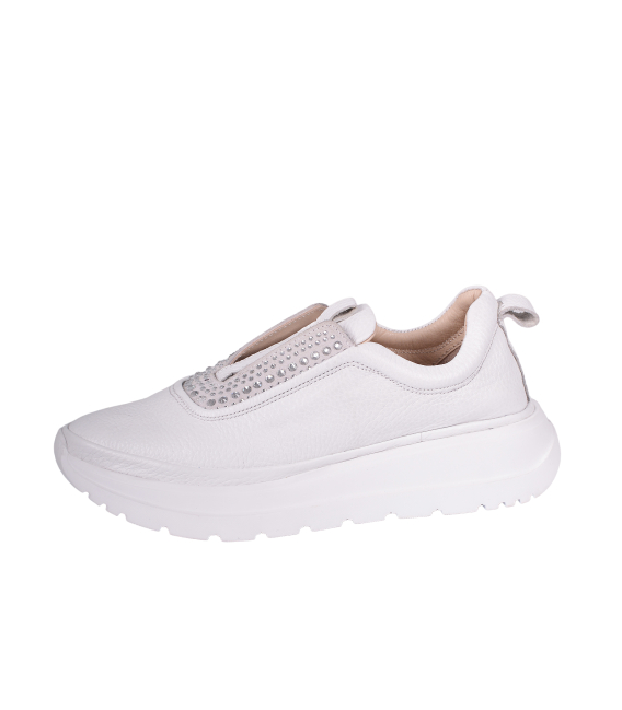 Biele slip on tenisky s kamienkami na podošve unica 1012796