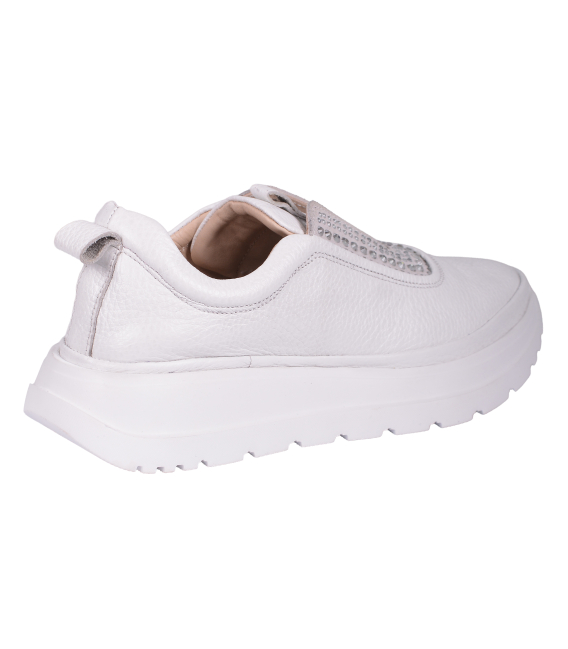 Biele slip on tenisky s kamienkami na podošve unica 1012796