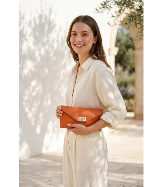 Dámska kožená crossbody oranžová kabelka