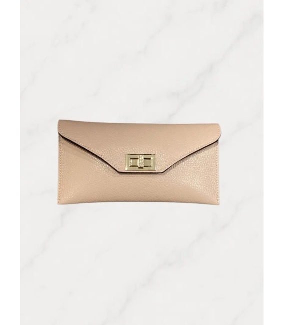 Dámska kožená crossbody pudrová kabelka