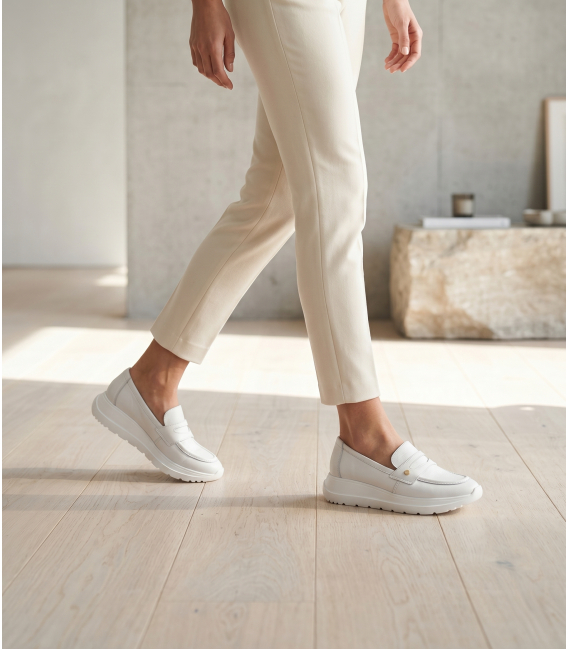 Biele slip on mokasíny 2486