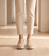 Béžové perforované slip on mokasíny DTE054