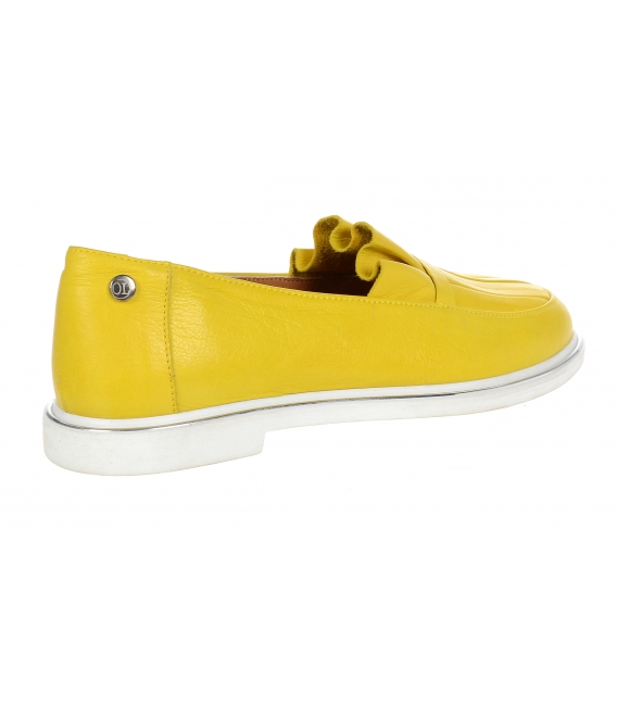 Žlté kožené slip on tenisky s ozdobou D-605