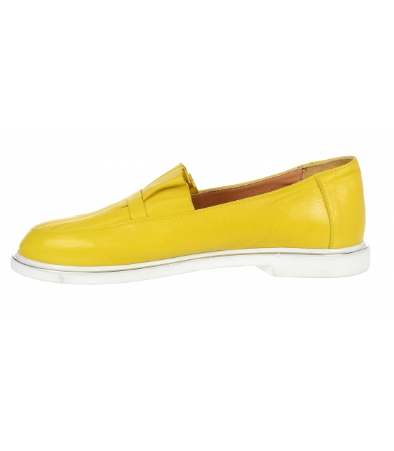 Žlté kožené slip on tenisky s ozdobou D-605
