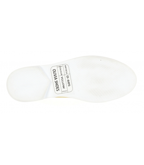 Žlté kožené slip on tenisky s ozdobou D-605