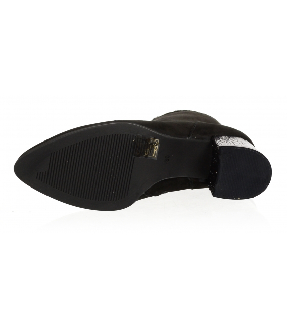 Čierne elegantné matné kotníkové topánky s metalickým podpätkom 1953303K