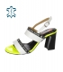Bielo-čierne štýlové sandále s ozdobným lemom DSA2210