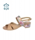 Béžové štýlové sandále na pohodlnom podpätku s kvetinovou potlačou DSA2221