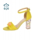 Žlté sandále s vysokým vzorovaným podpätkom a ozdobou DSA2050