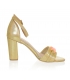 Žluto-zlaté kožené sandály na vysokém podpatku DSA2050
