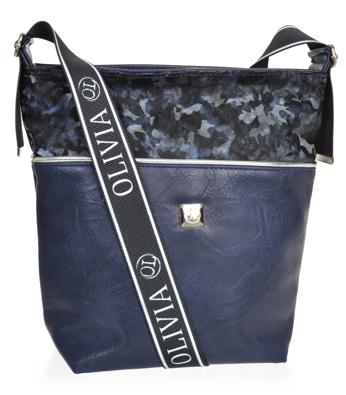 Čierna väčšia crossbody kabelka s maskáčovým vzorom KALISTO