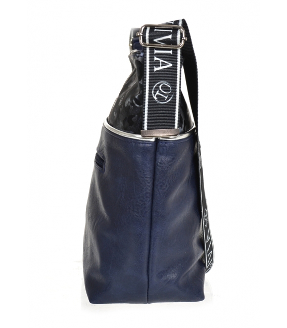 Modrá väčšia crossbody kabelka s maskáčovým vzorom KALISTO