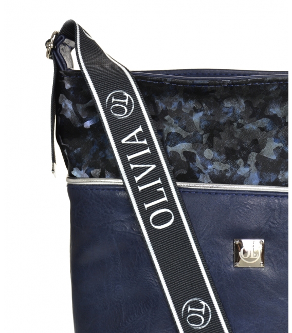 Modrá väčšia crossbody kabelka s maskáčovým vzorom KALISTO