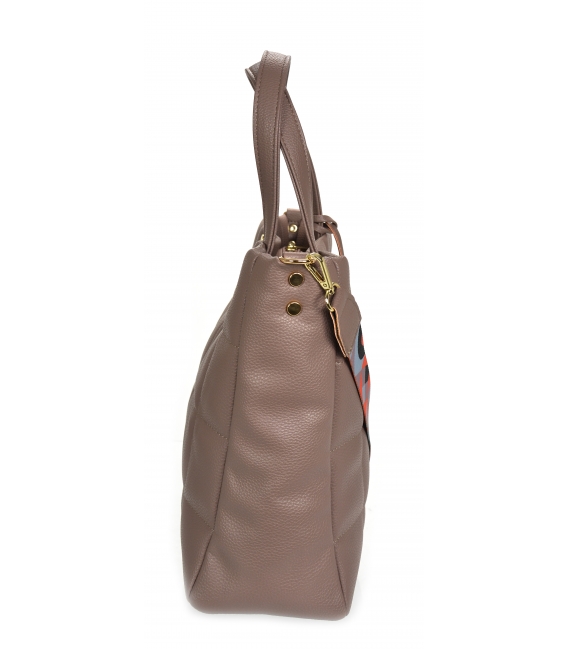Hnedo-sivá prešívaná kabelka so štýlovým remienkom WANDA