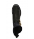 Čierne členkové lakované čižmy s elastickým materiálom a zlatou ozdobou DKO2284