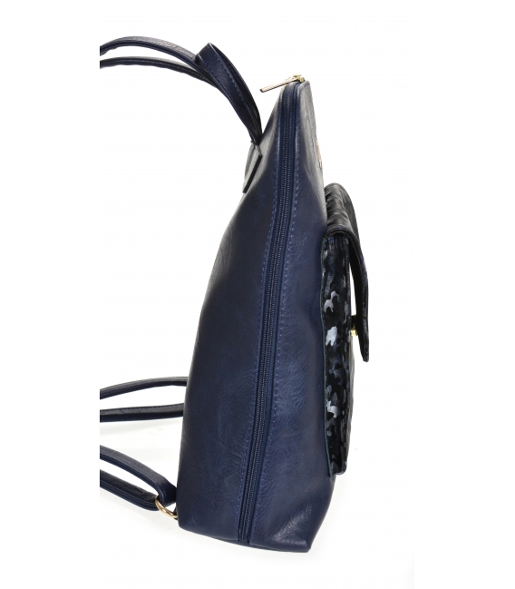 Modrý ruksak s maskáčovým predným vreckom Lucia