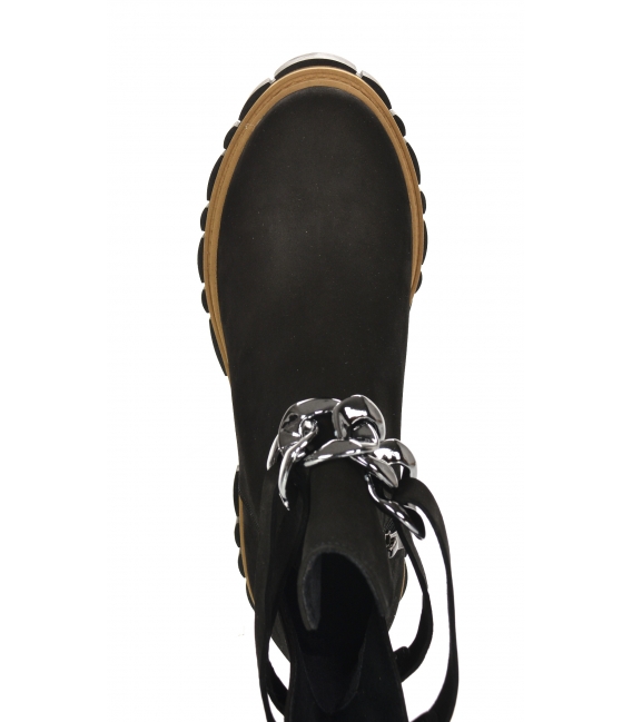 Čierne členkové topánky na vyššej podošve s ozdobou 2305