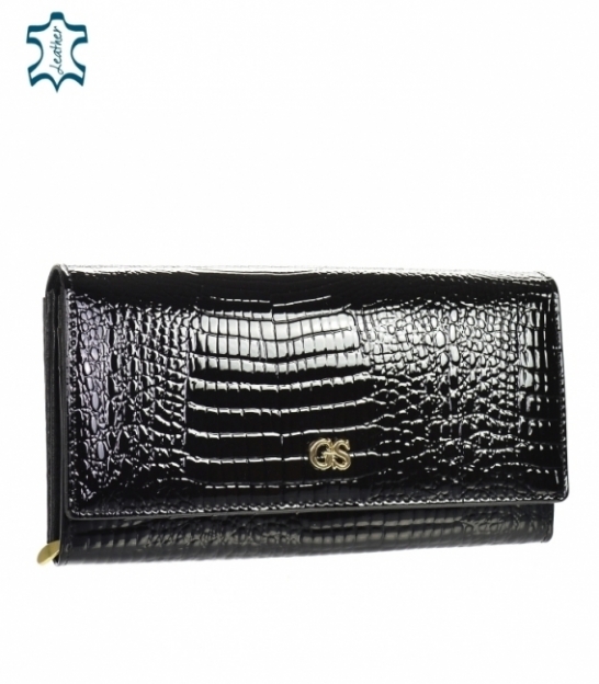 Dámska čierna lakovaná peňaženka so vzorom GROSSO