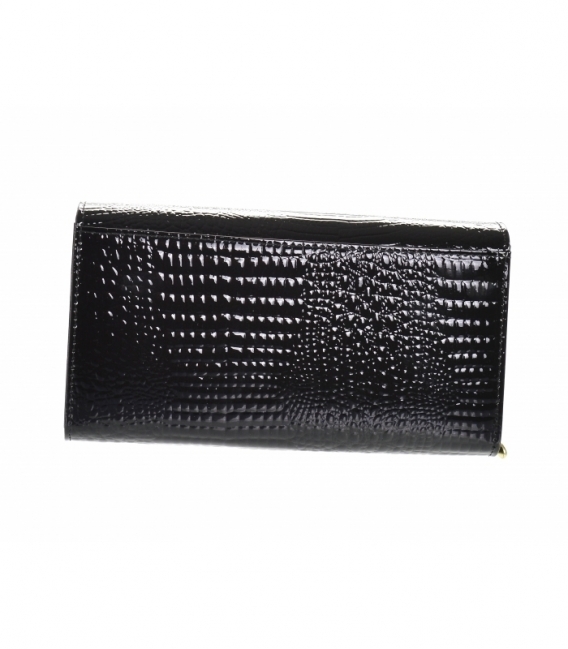 Dámska čierna lakovaná peňaženka so vzorom GROSSO
