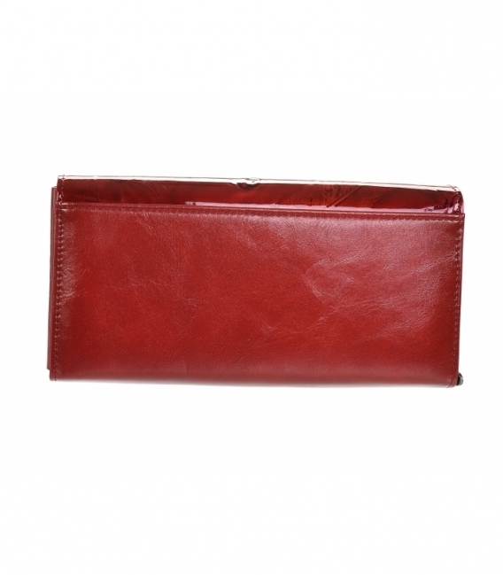 Dámska červená lakovaná peňaženka s motívom listu GROSSO