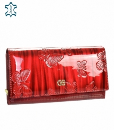 Dámska červená lakovaná peňaženka s motýlím motívom GROSSO