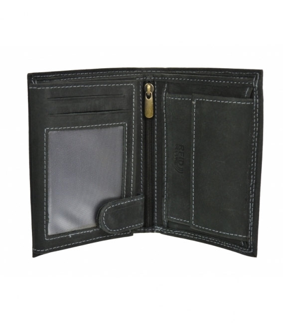 Pánska kožená čierna peňaženka GROSSO ZM-128R-034