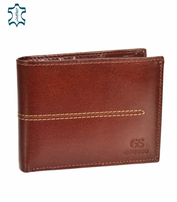 Pánska kožená koňaková peňaženka s prešívaním GROSSO TMS-51R-033cognac