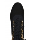 Čierne členkové topánky so zlatými detailami a elastickým materiálom na bielej podošve DKO3022