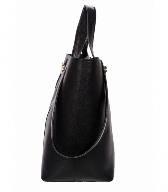 Čierna elegantná kabelka s čiernymi rúčkami Grosso 12B017blck