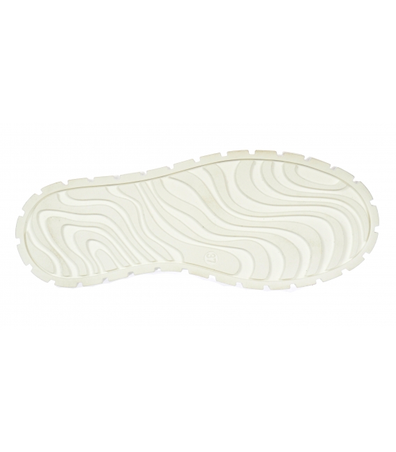 Biele kožené tenisky prepletaným vzorom a strieborným pásikom Olívia na podošve Rosella 7140