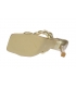 Zlaté kožené prepletané šľapky na elegantnom podpätku DSL2299