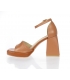 Hnedé jednoduché kožené sandále na širokom podpätku DSA2302