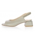 Bielo-sivé kožené sandále na nižšom podpätku s prepletaným kamienkovým zdobením 2372