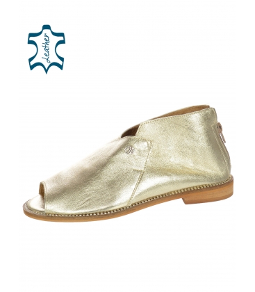 Zlaté pohodlné sandále z mäkkej kože 3021