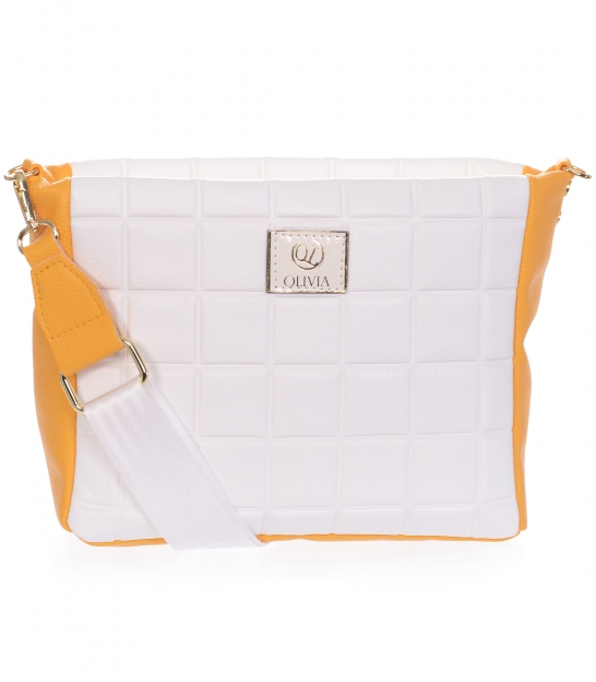 Bielo-oranžová menšia kabelka so vzorom WANDA