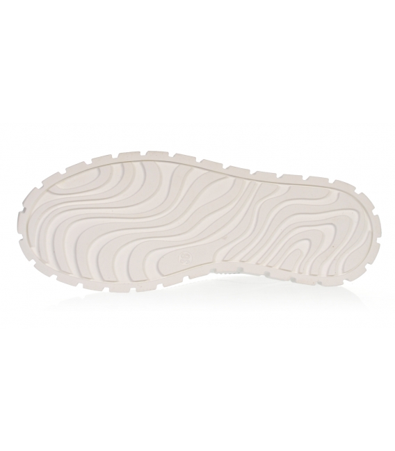 Biele jednoduché kožené tenisky so strieborným pásikom OLIVIA na podošve Rosella 7125